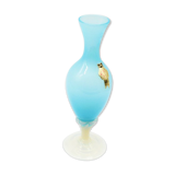 Blue and white opaline vase