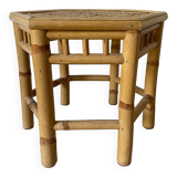 Vintage hexagonal bamboo side table