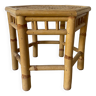 Table d'appoint vintage en bambou hexagonale