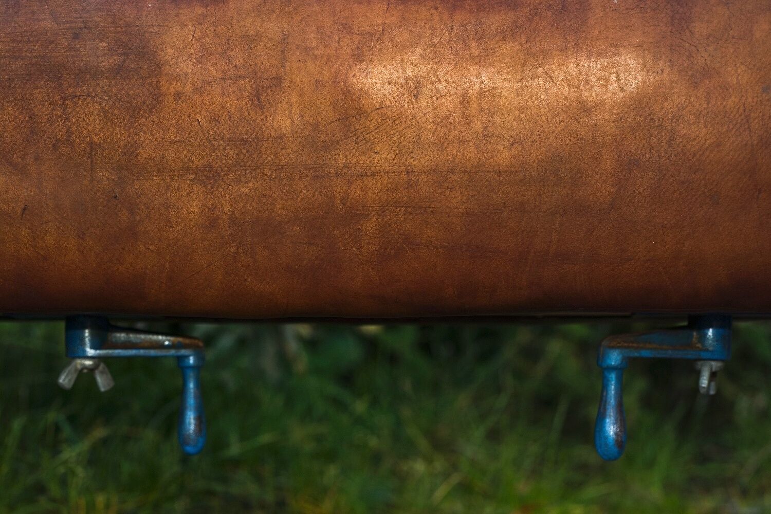 Gymnastic Leather Pommel Horse Bench with Wooden Handles, 1920s