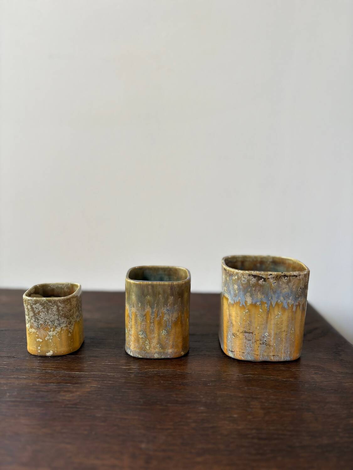 Set of 3 Art Nouveau flower pots by Gustav de Bruyn