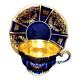 A precious, multi-lobed cup in German cobalt porcelain with a gold interior, Lindner Bavaria.