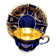 A precious, multi-lobed cup in German cobalt porcelain with a gold interior, Lindner Bavaria.
