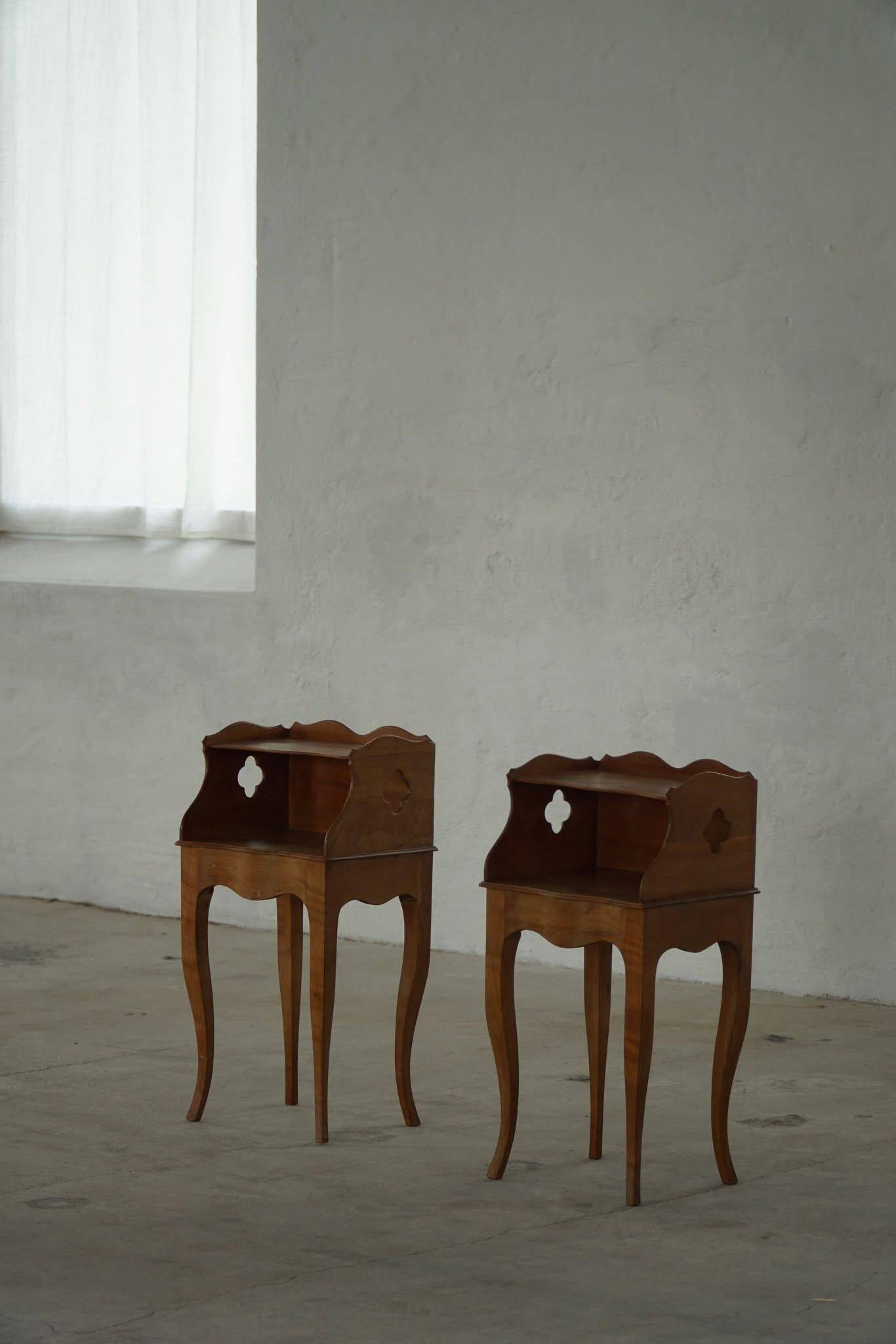Modern Danish, An Elegant Pair of Walnut Bedside Tables, 1940s