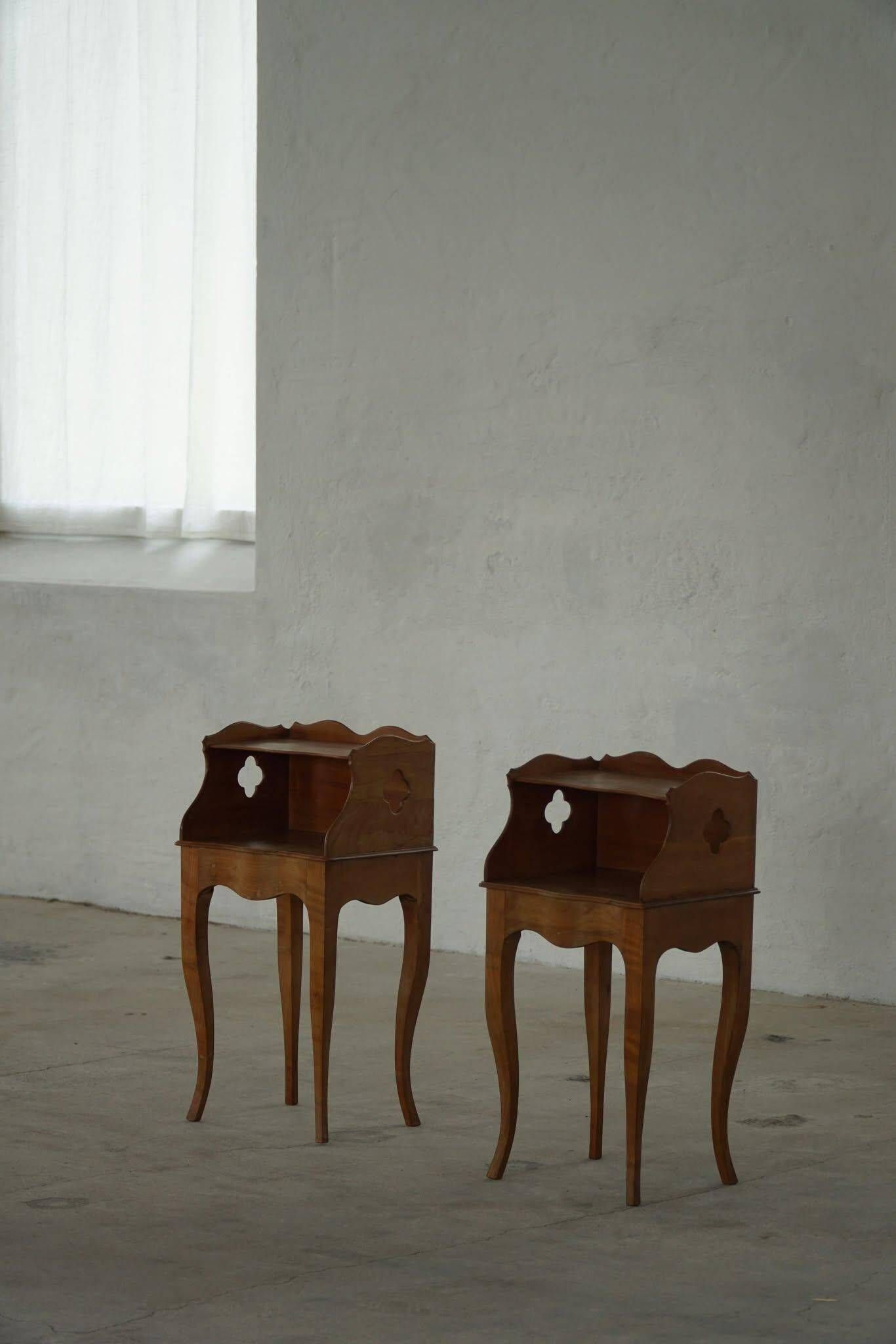 Modern Danish, An Elegant Pair of Walnut Bedside Tables, 1940s