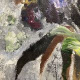 Oil on canvas bouquet with iris