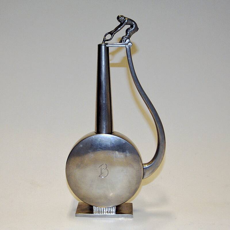 Pewter jug with a faun lid top by GAB Tenn, Sweden 1933
