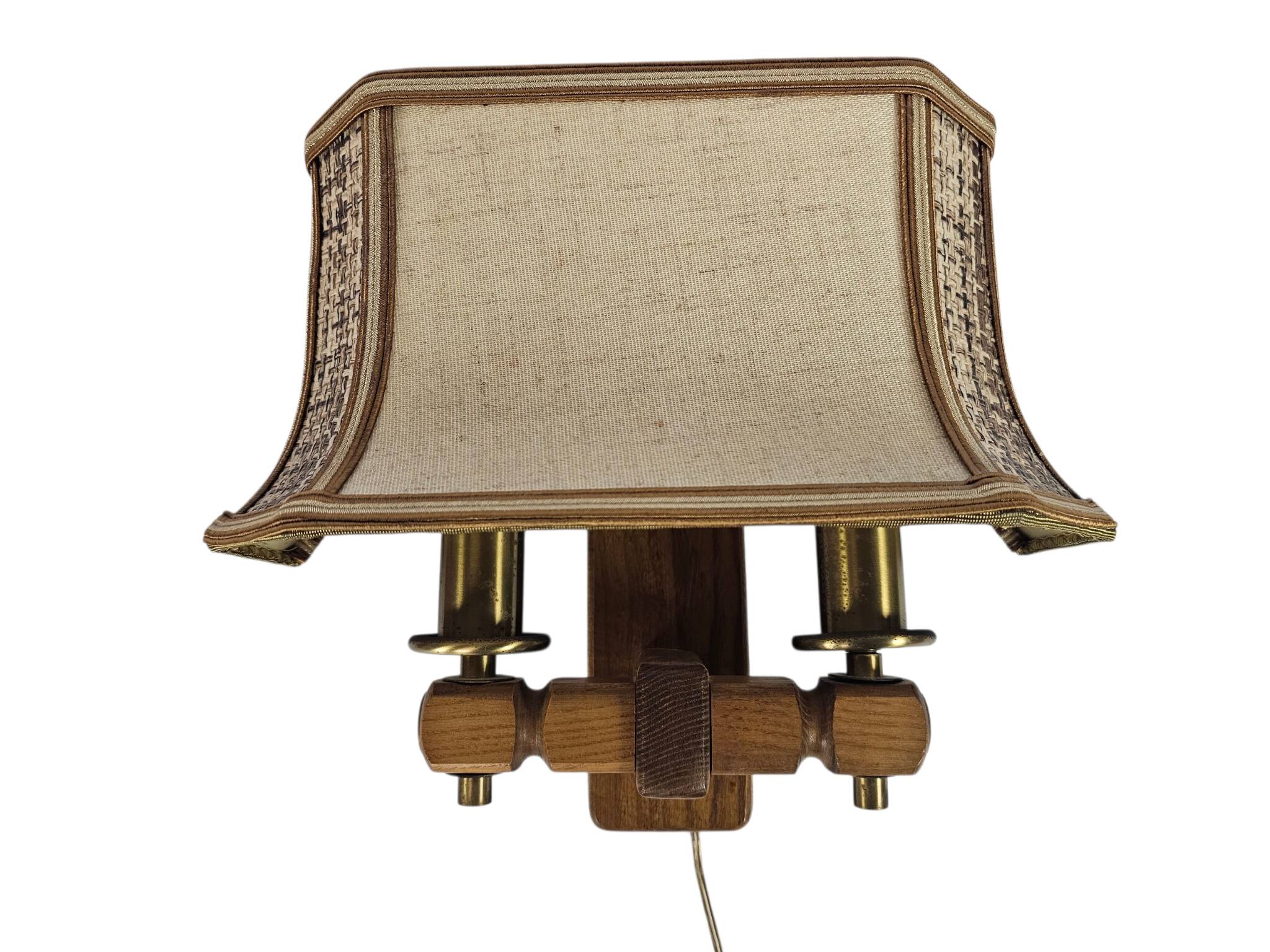 Herda Holland - pull-pendant wall lamp - wood - brass - 70s