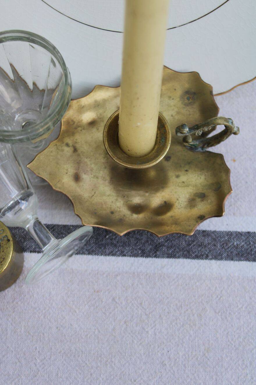 Gold-plated brass candle holder