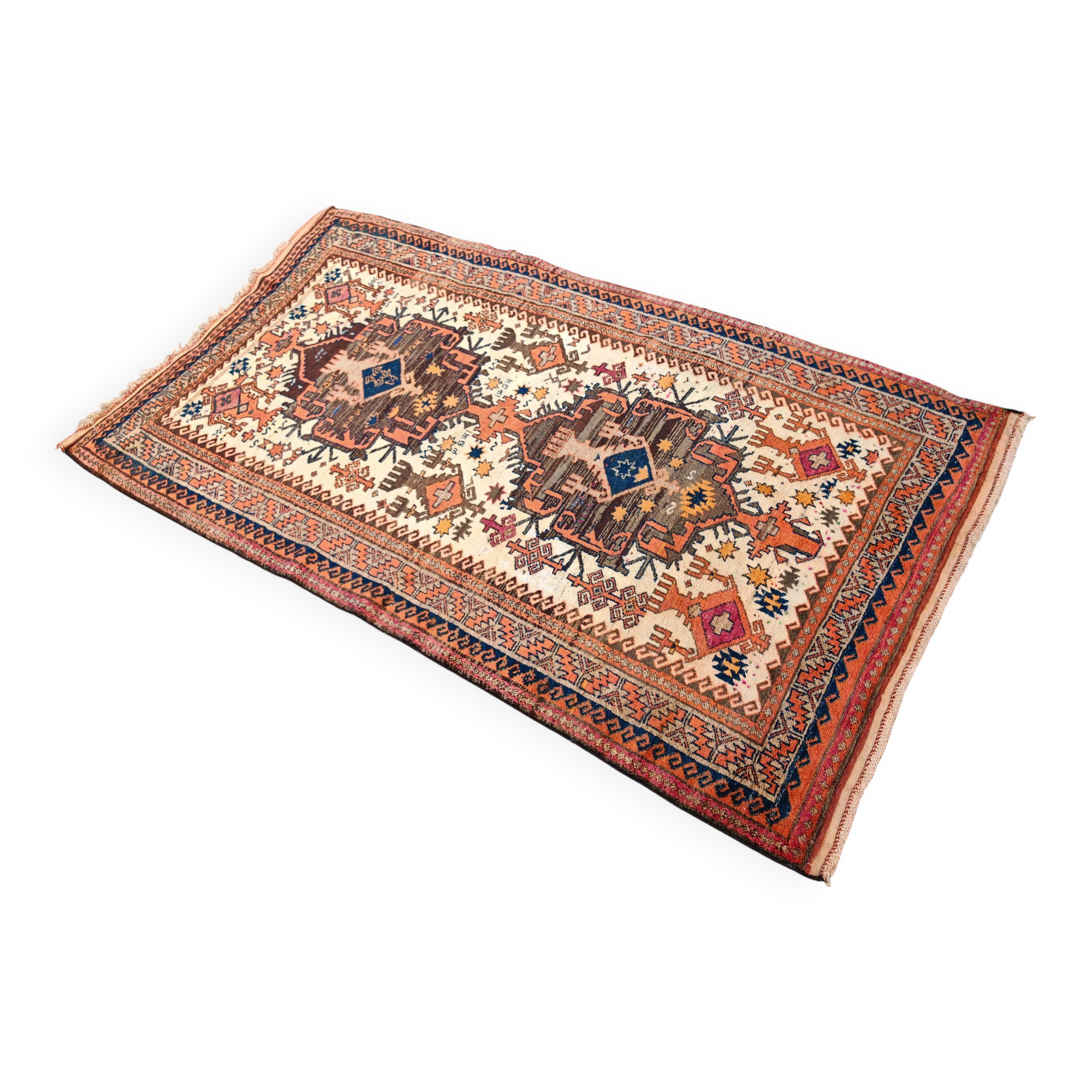 Vintage Afghan Balouch rug, hand-knotted, 100% wool, 1934