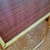 Coffee table with gold metal vinyl holder from the 70s)