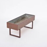 Elegant Danish Midcentury Teak wooden Planter Box with inlay metal tub