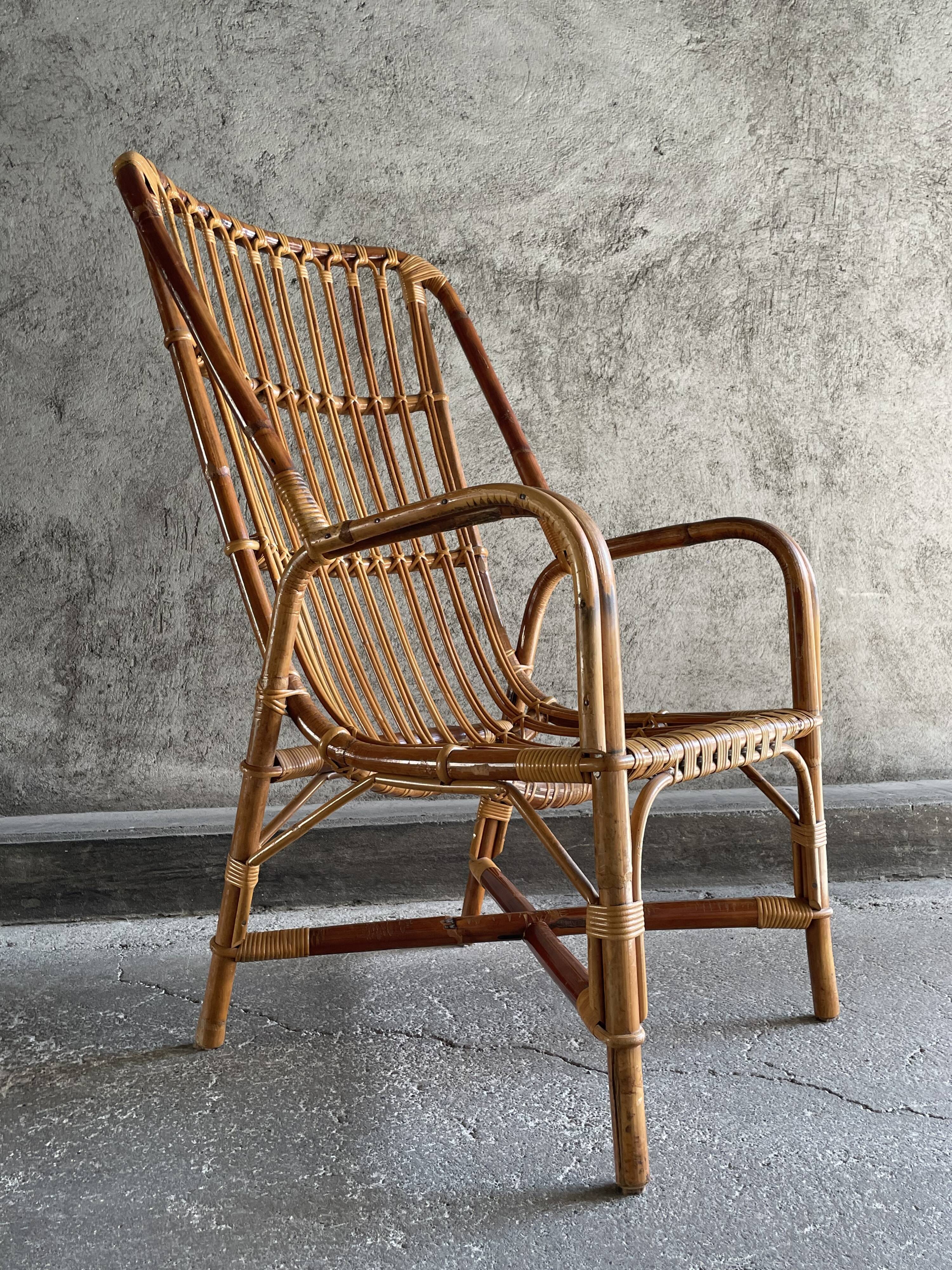 Rattan armchair, 1960s