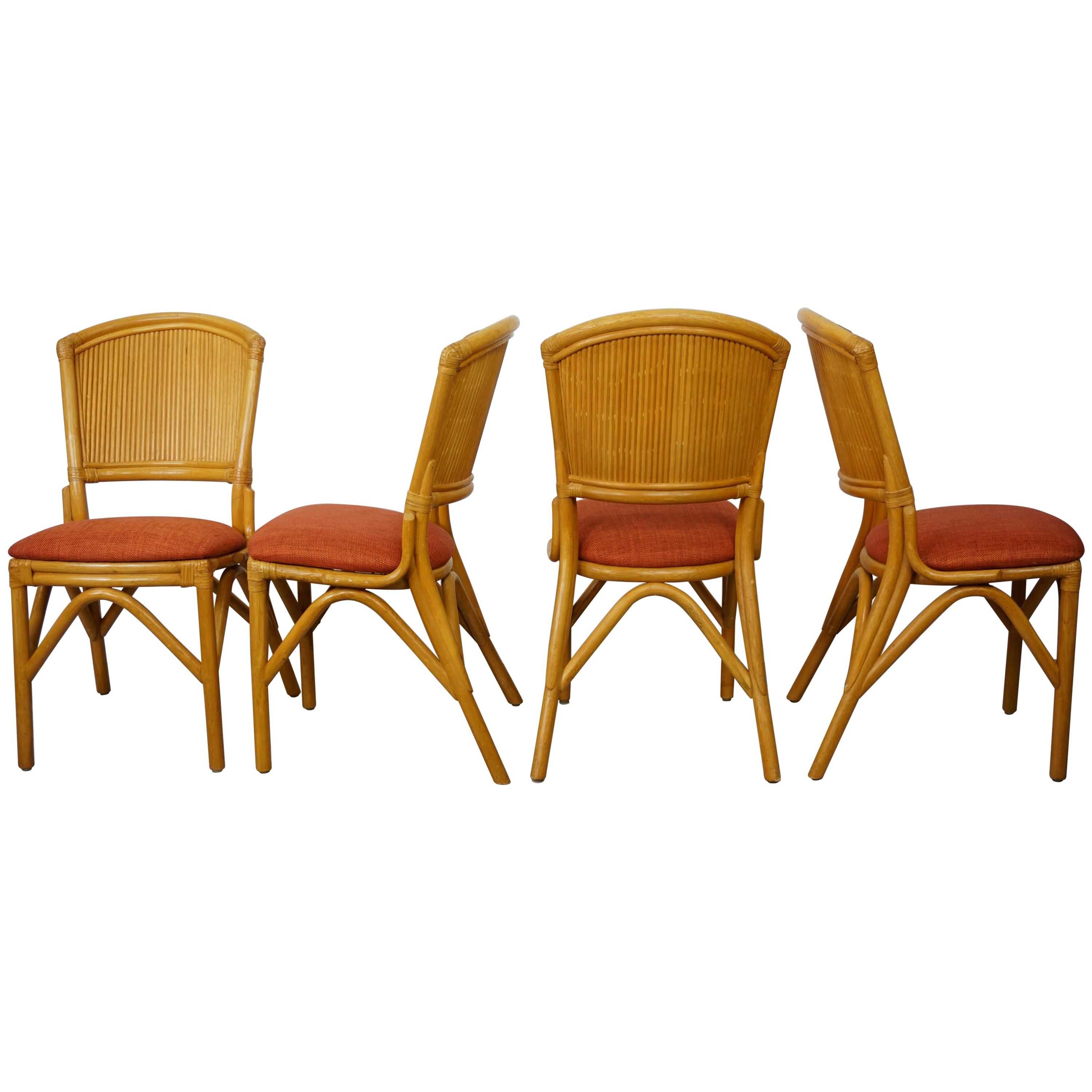 Suite of 4 chairs in Italian rattan design from the 60/70