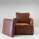Fauteuil convertible Art Déco italien en éco-cuir marron.