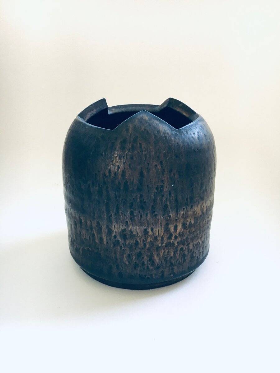 Brutalist Art Studio Pottery Lidded Jar Pot by Jaan Mobach, 1960s