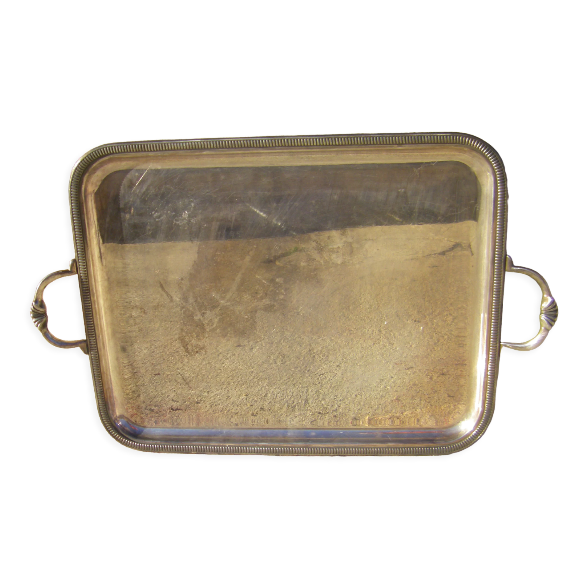 Silver metal serving tray