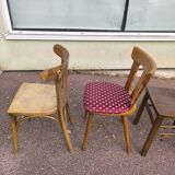 set of 6 mismatched vintage wooden bistro chairs