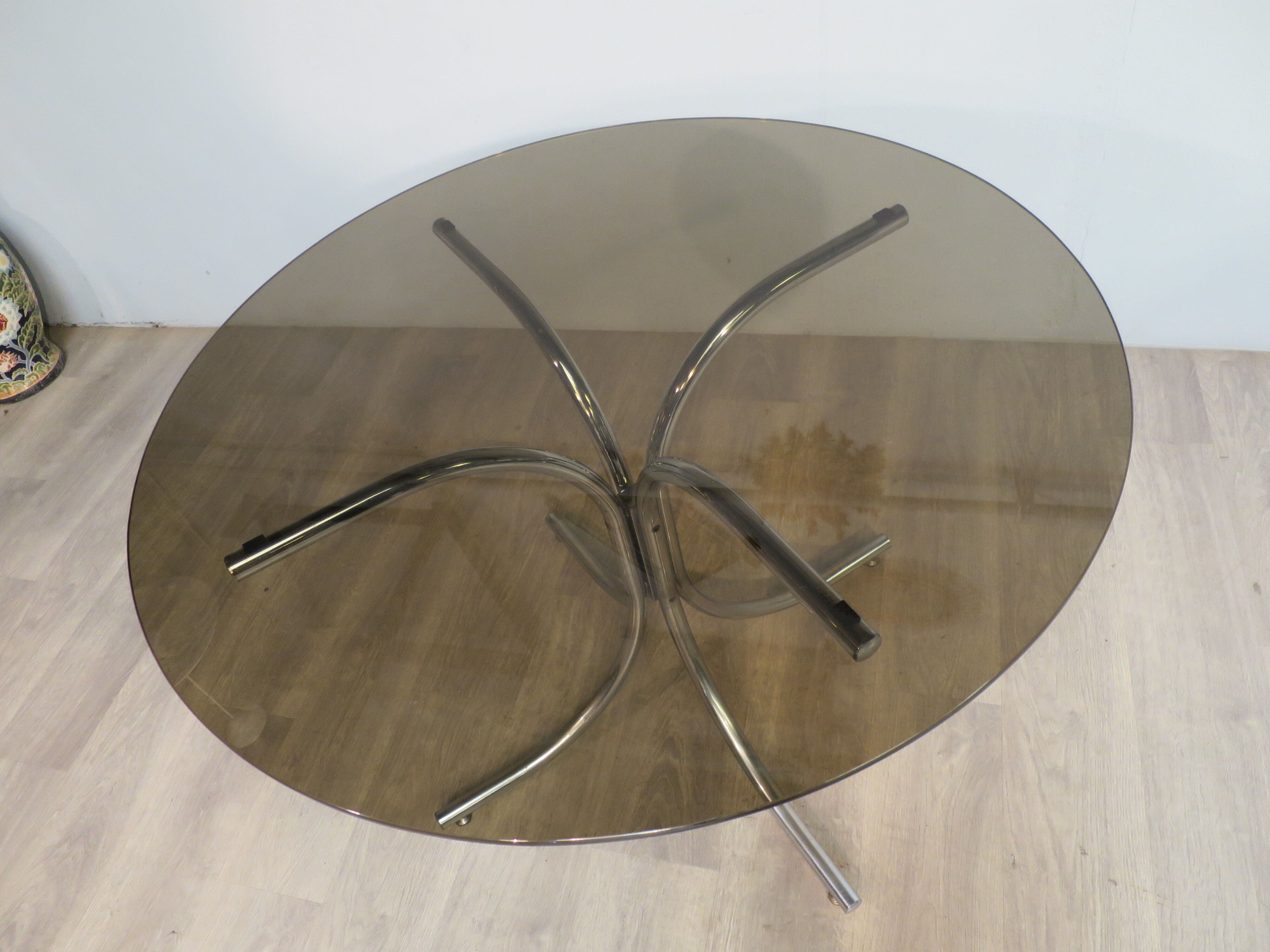 Glass and chrome round table