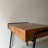 Desk in wood and black metal design 1950