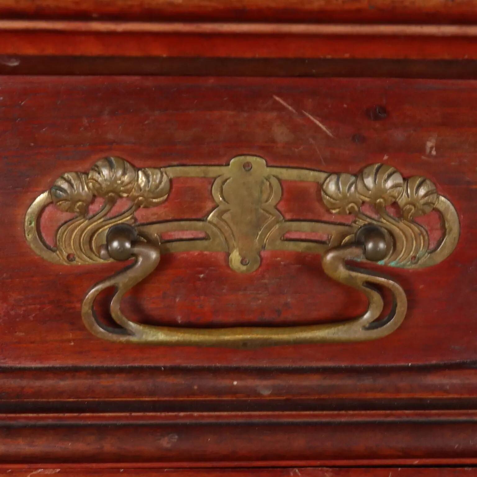 Antique Art Nouveau walnut buffet with decorations, Italy, 19th century.