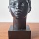 Art deco African woman bust plaster statuette signed Andre C registered