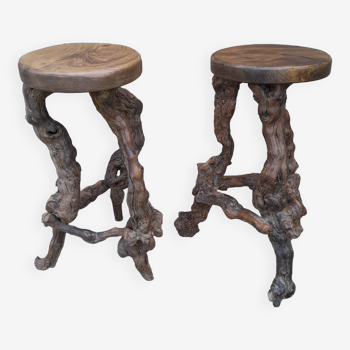 Pair of bar stools in vintage vine feet