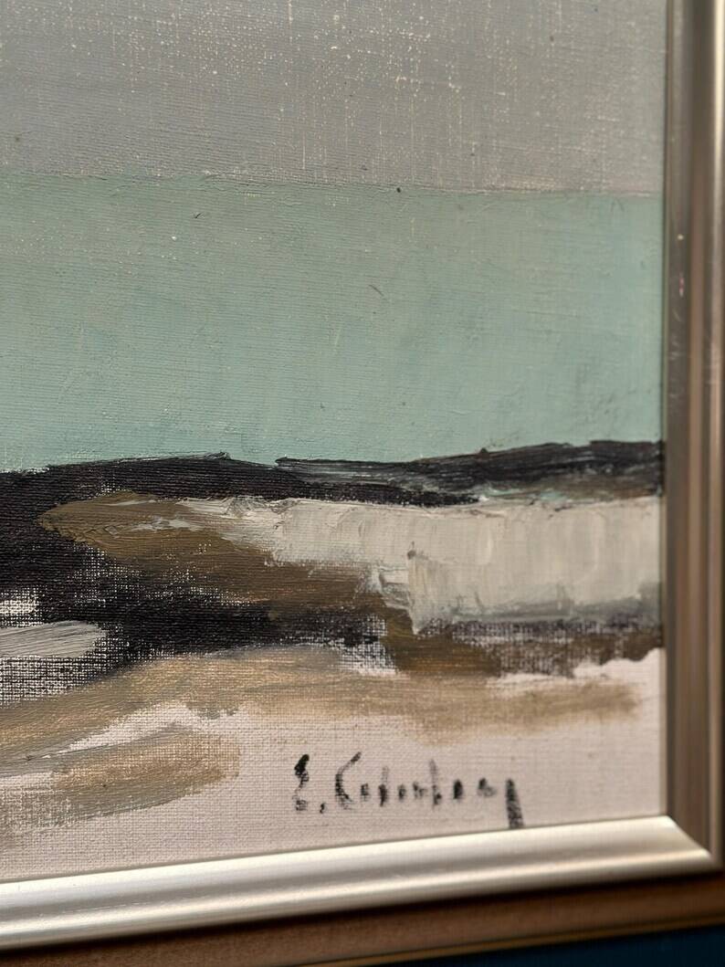 Large Original Swedish Oil on Canvas – 'Coastal Landscape' by Eric Cederberg (1897–1984) – Signed – vintage and framed – 36 × 87 cm (14.2 × 34.3 inches)