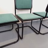 Set of 4 vintage Marcel Breuer Cesca B32 Bauhaus style chairs in black metal, black wood and v fabric