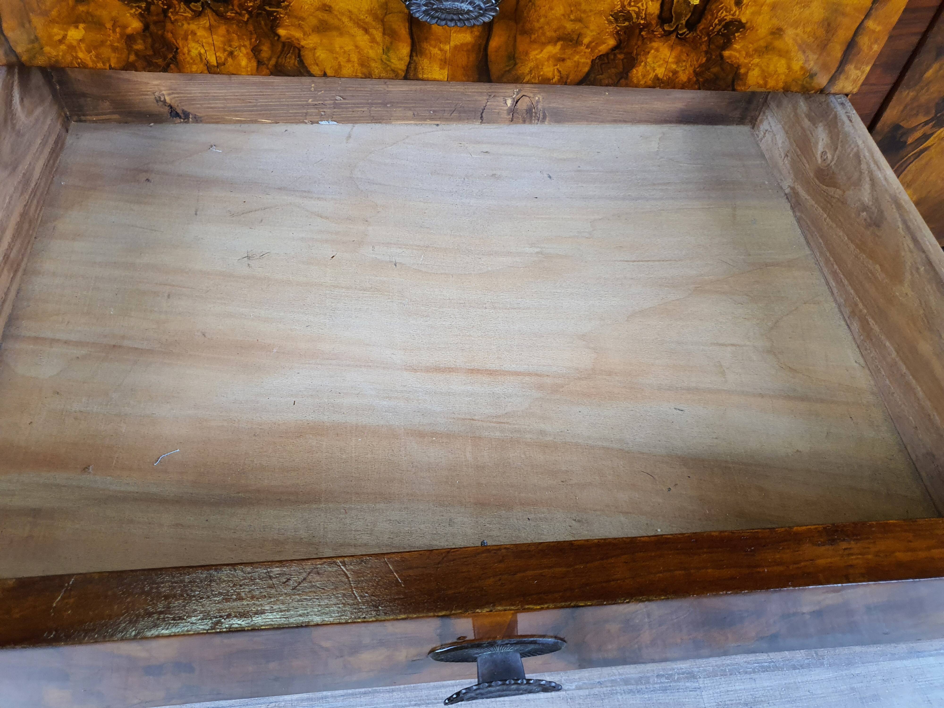Art deco dining room sideboard in briar with upstand, 1940s