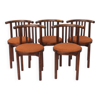 5 Bentwood Chairs 1950s, Vintage Beech Wood Chairs, Mid Century Dining