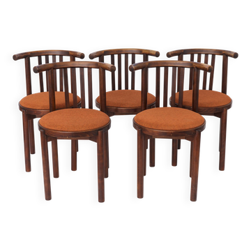 5 chaises en bois cintré des années 1950, chaises vintage en hêtre, salle à manger du milieu du siècle