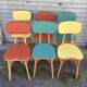 (Lot) 6 Multicoloured Compass Leg Chairs