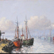 Marine, boats at dock signed Le Bearn, oil on canvas, XXth