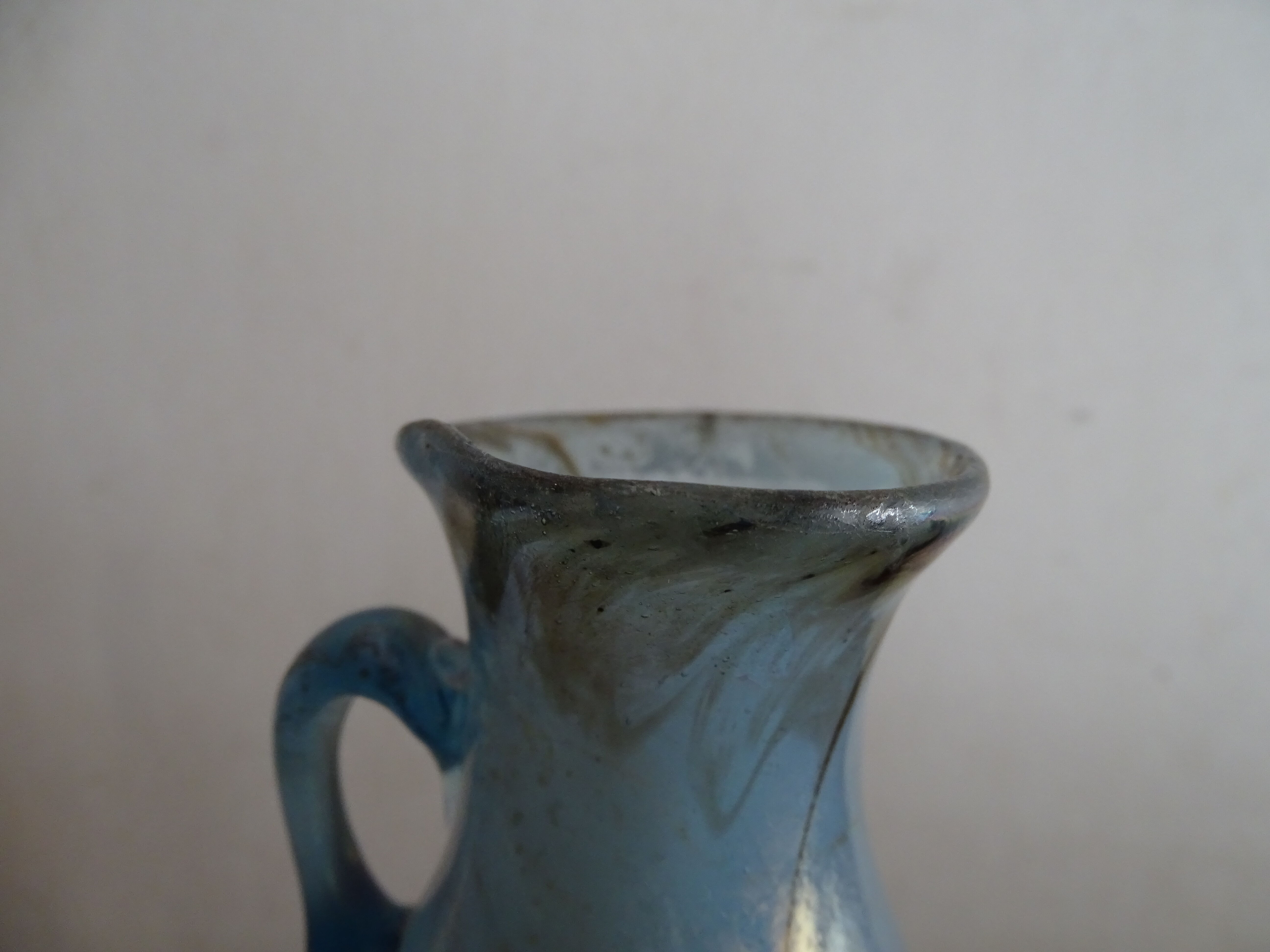 Vase with handle Scavo Seguso Vetri D'arte iridescent glass Murano 1950