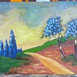 Landscape with blue trees