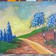 Paysage aux arbres bleus