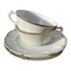 Pair of fine white and gold Limoges porcelain teacups