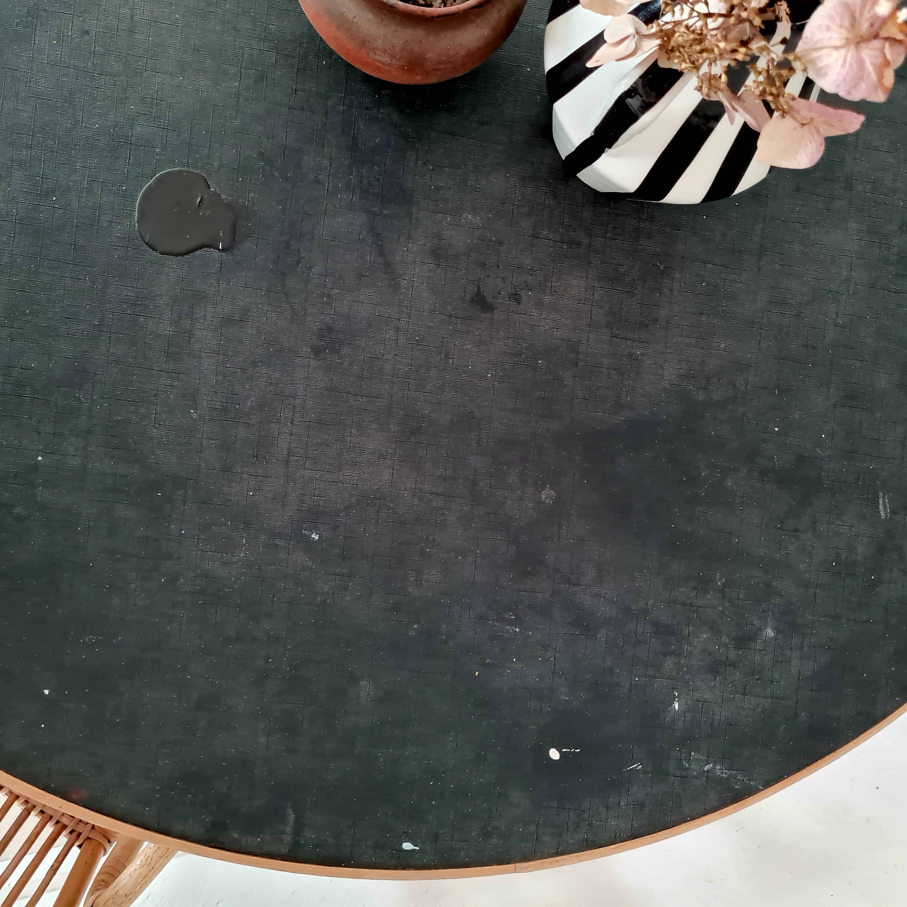 1960s tripod rattan dining table