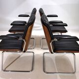 Martin Stoll set of 4 leather dining/conference chairs by Prof. Karl Dittert