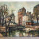 Saint Martin Canal in Paris, knife oil painting signed L Guerbier.