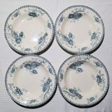 Lot de 4 assiettes à soupe de la faïencerie de Sarreguemines modèle Royat