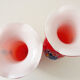 Murano ruby red blown glass vase, with floral decoration with colorful inclusion. Unit