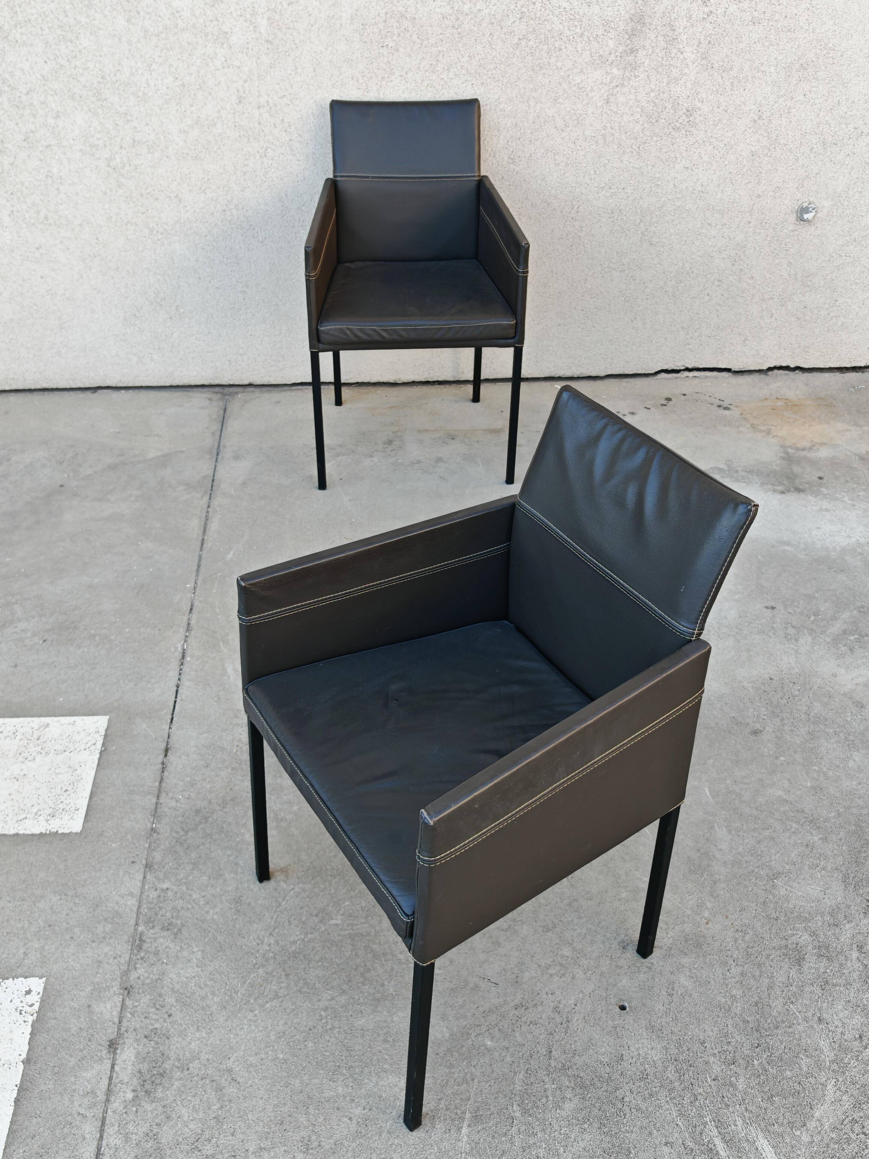 Pair of leather armchairs Texas by Karl Friedrich Förster for KFF