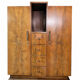 Armoire Art Déco, placage de ronce de bois, niche centrale & 4 tiroirs