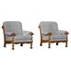 Henning Kjærnulf, lounge chairs in oak and lambswool, mid-century Danish, 1960s.