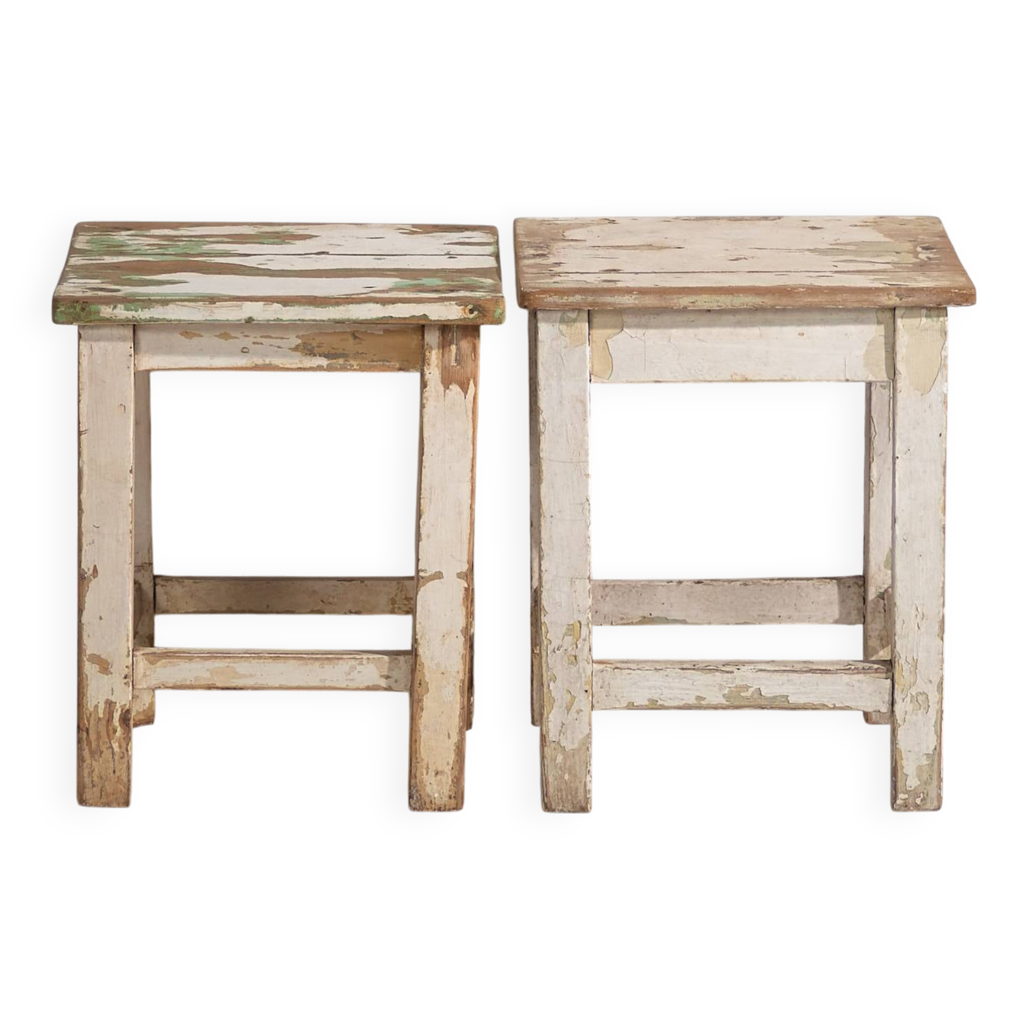 Antique white coffee tables (circa 1920). 2-piece set