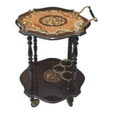 Marquetry trolley on wheels
