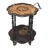 Marquetry trolley on wheels