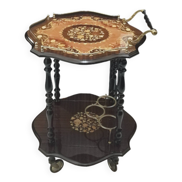 Desserte à roulettes en marqueterie
